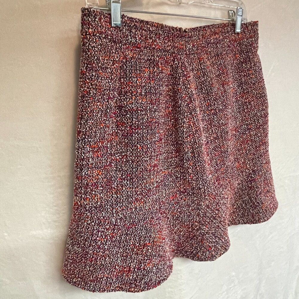 LOFT Pink/Multi-Color Tweed Ruffle Hem Skirt Size 6P